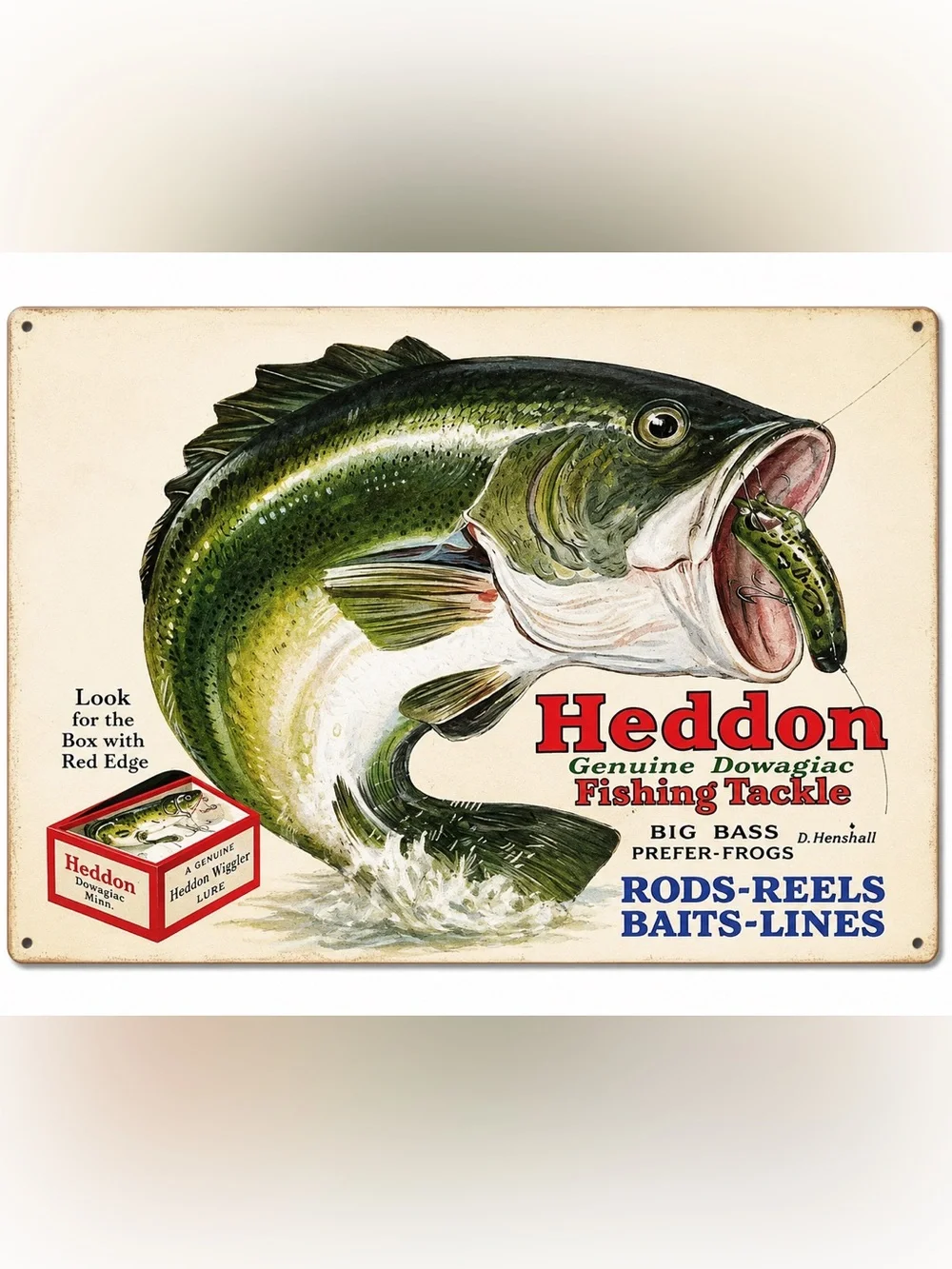 NEW Heddon Fishing Tackle Metal Sign